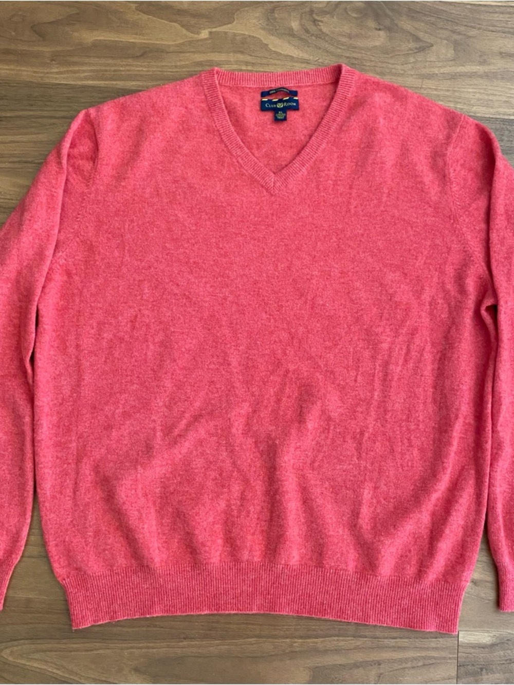 Club Room Men's Coral-Red V-Neck Sweater